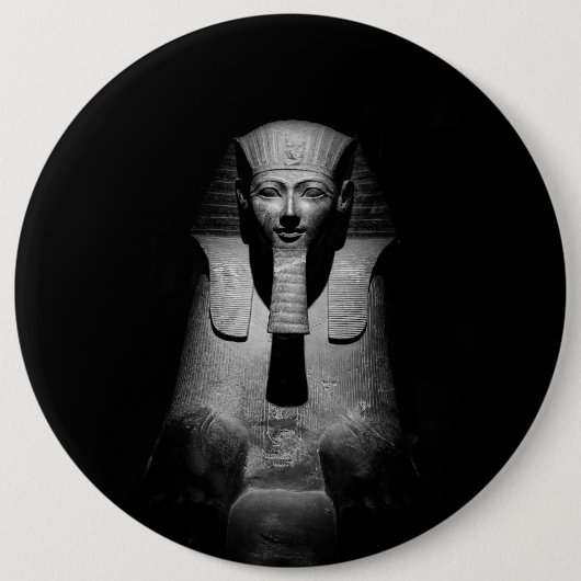 Zwart-witte farao koning ronde button 6,0 cm (Voorkant)