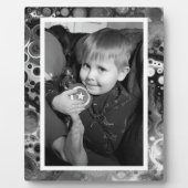 Zwart-witte faux Marble Foto Plaque Fotoplaat (Voorkant)