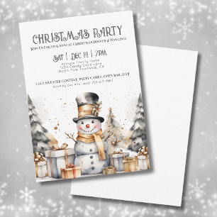 Zwart Witte Feestelijke Winter Kerstfeest Partij Kaart
