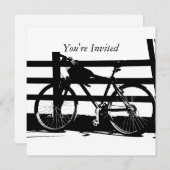 ©Zwart & Witte Fiets aan Zee Aangepaste Uitnodigin Kaart (Voorkant / Achterkant)
