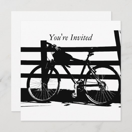 ©Zwart & Witte Fiets aan Zee Aangepaste Uitnodigin Kaart (Voorkant / Achterkant)