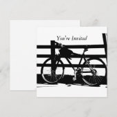 ©Zwart & Witte Fiets aan Zee Uitnodiging (Voorkant / Achterkant)