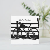©Zwart & Witte Fiets aan Zee Uitnodiging op maat (Staand voorkant)