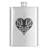 Zwart&Witte Filigree Hart Klassieke Flask Flacon (Voorkant)