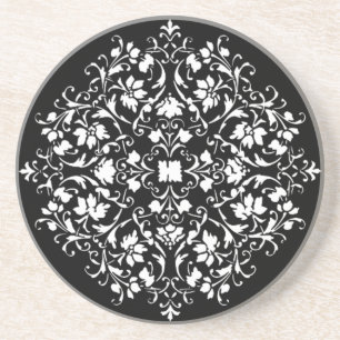 Zwart-witte Filigree Zandsteen Onderzetter