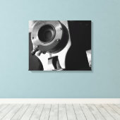 Zwart-witte  filmcamera Lens 16x20 Canvas Afdruk (Insitu (Houten vloer))