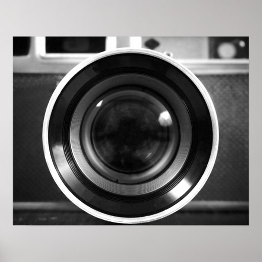 Zwart-witte  filmcamera Lens 16x20 Poster (Voorkant)