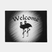 Zwart-witte flamingo deurmat (Voorkant)