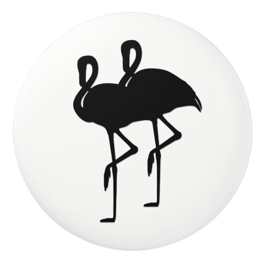 Zwart-witte flamingo keramische knop (Voorkant)