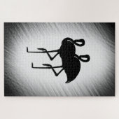 Zwart-witte flamingo legpuzzel (Horizontaal)