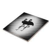 Zwart-witte flamingo tegeltje (Zijkant)