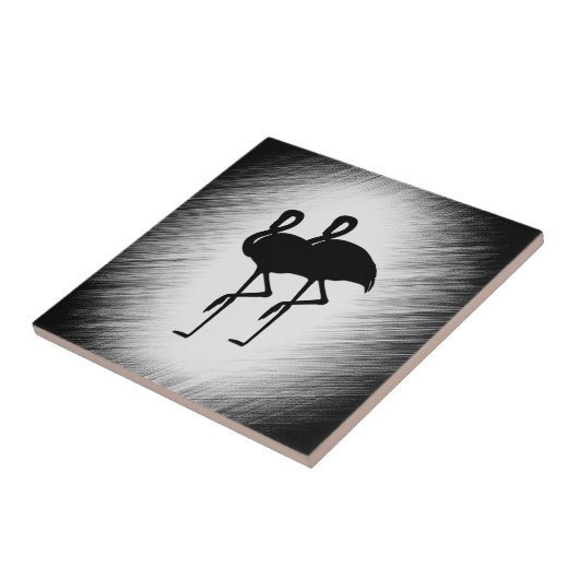 Zwart-witte flamingo tegeltje (Zijkant)