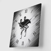 Zwart-witte flamingo vierkante klok (Hoek)