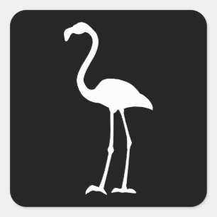 Zwart-witte flamingo vierkante sticker