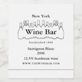 Zwart & Witte Flessen, Wijnbar/Wijnmakerij Wijn Etiket (Enkel label)