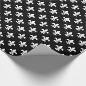 Zwart Witte Fleur de Lis Patroon Cadeaupapier (Hoek)