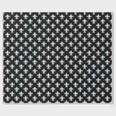 Zwart Witte Fleur de Lis Patroon Cadeaupapier (Vlak)