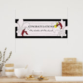 Zwart Witte Fleur de Lis Rivierkreeft Feest Banner Poster (Keuken)