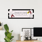 Zwart Witte Fleur de Lis Rivierkreeft Feest Banner Poster (Thuiskantoor)