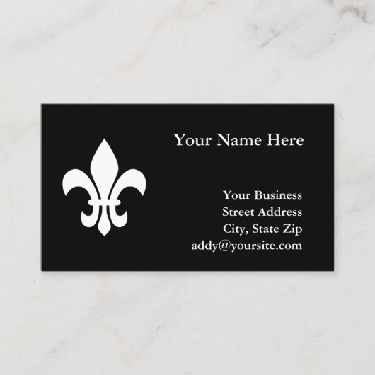 Zwart-witte Fleur de Lis Visitekaartje (Voorkant)