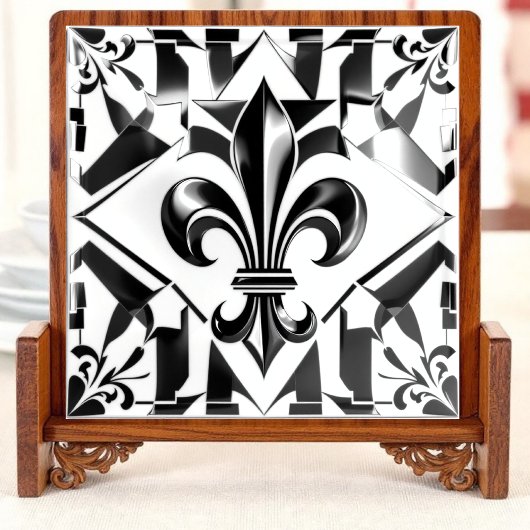 Zwart-Witte Fleur-Essentie Tegeltje