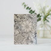 Zwart-witte floraal briefkaart (Staand voorkant)