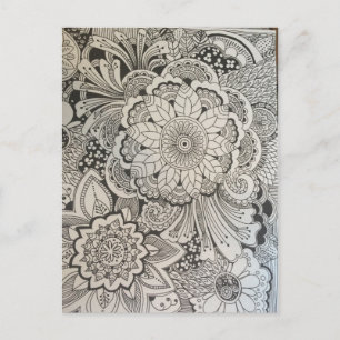 Zwart-witte floraal briefkaart