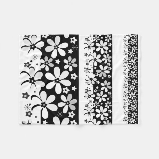 Zwart-witte floraal fleece deken (Voorkant (Horizontaal))