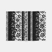 Zwart-witte floraal fleece deken (Voorkant (Horizontaal))