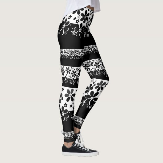 Zwart-witte floraal leggings (Rechts)