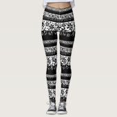 Zwart-witte floraal leggings (Voorkant)