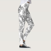 Zwart-witte floraal leggings (Rechts)