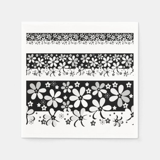 Zwart-witte floraal servet (Voorkant)