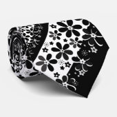 Zwart-witte floraal stropdas (Opgerold)