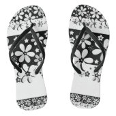 Zwart-witte floraal teenslippers (Voetbed)