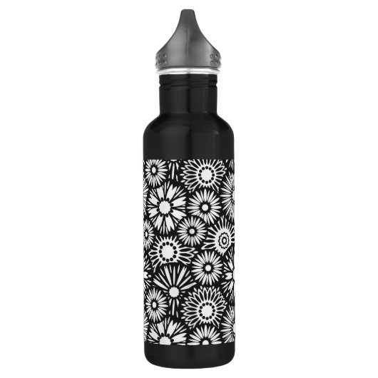 Zwart-witte floraal waterfles (Links)