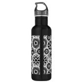 Zwart-witte floraal waterfles  (Achterkant)