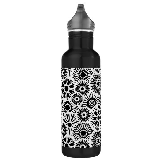 Zwart-witte floraal waterfles  (Rechts)