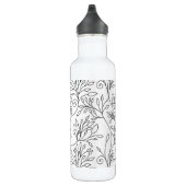 Zwart-witte floraal waterfles  (Rechts)