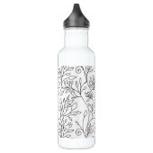 Zwart-witte floraal waterfles  (Links)