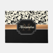 Zwart-witte Floral Deurmat (Voorkant)