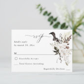 Zwart-witte Floral geen koraal RSVP (Staand voorkant)