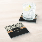 Zwart-witte Floral Glazen Onderzetter (Schuin)