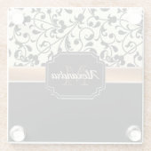 Zwart-witte Floral Glazen Onderzetter (Achterkant)