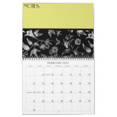 Zwart-witte Floral Kalender (Feb 2027)