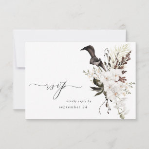 Zwart-witte Floral met RSVP Kaartje