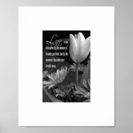 Zwart-witte Floral Quote Wall Art Poster