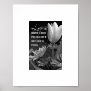 Zwart-witte Floral Quote Wall Art Poster