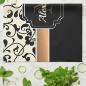 Zwart-witte Floral Theedoek (Gevouwen)