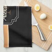 Zwart-witte Floral Theedoek (Quarter Fold)
